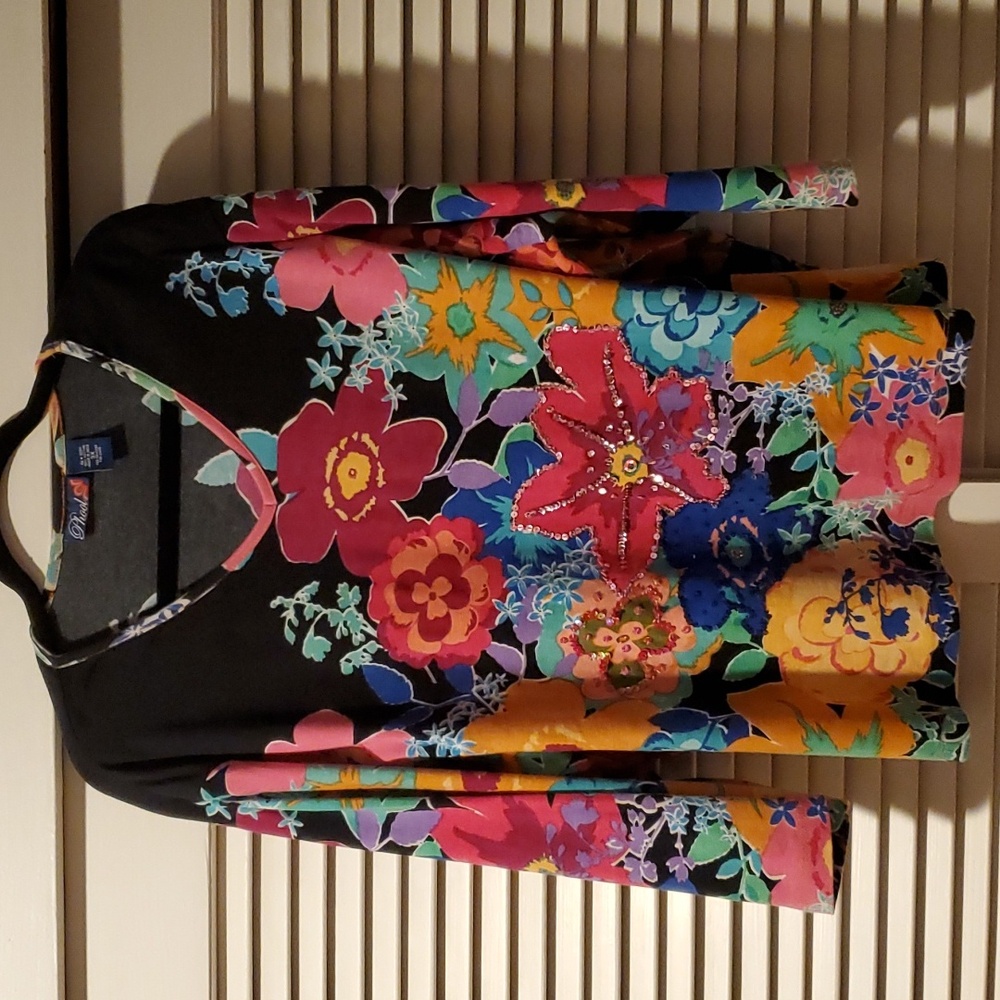 Phool Floral Print Jersey Black Background Size 3X